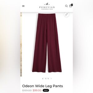 Peruvian Connection Odeon Wide Leg Pants - new never worn